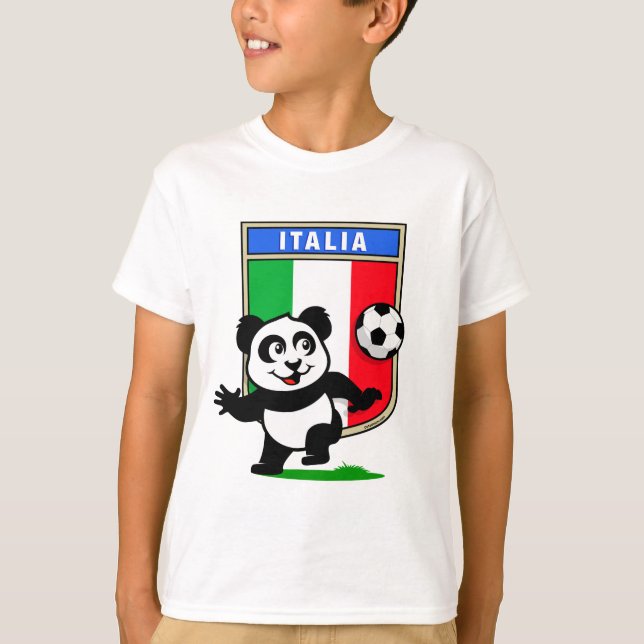 Italien Football Panda Tee Shirt (Framsida)