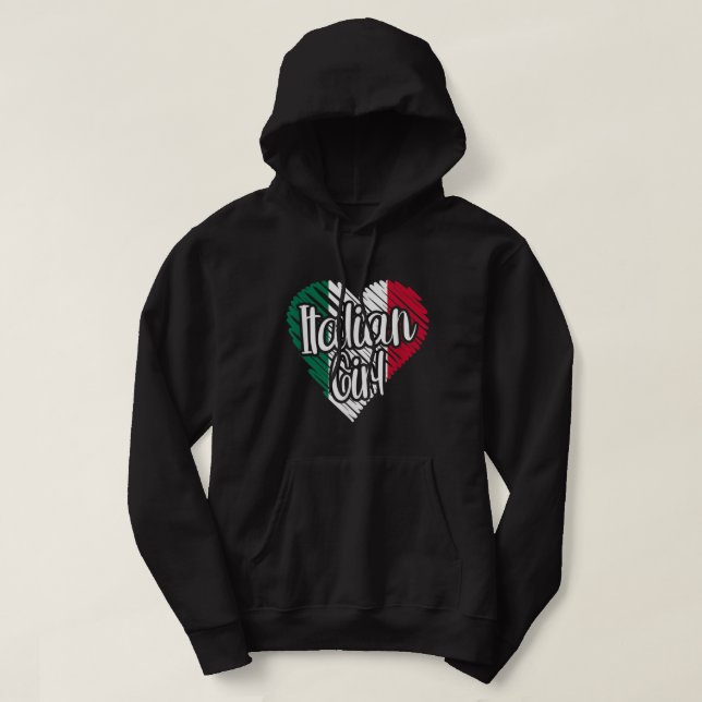 Italien för Girl Italy Heart Flagga for Women Ital Hoodie (Design framsida)
