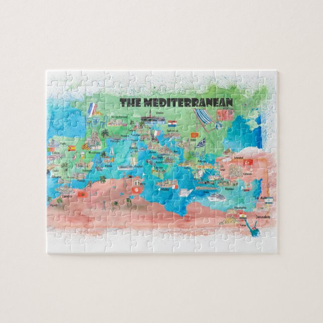 Italien för kryssningsresor i Medelhavet Poster Ka Pussel (Horisontell)