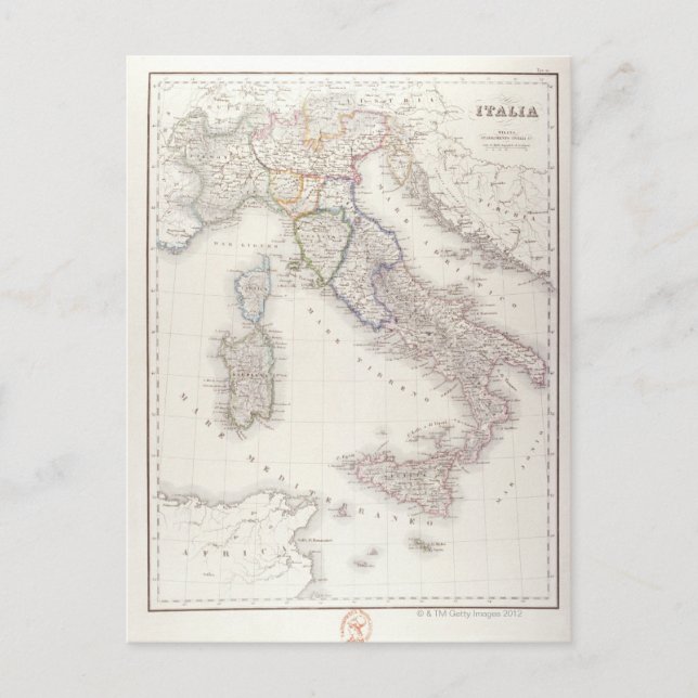 Italien före enandet vykort (Framsida)