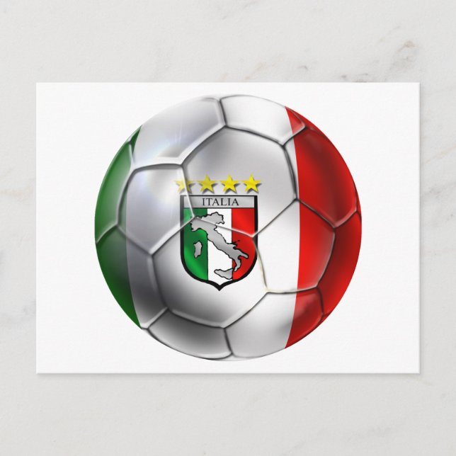 Italien Forza Azzurri Calcio Soccer Ball flagga Vykort (Framsida)