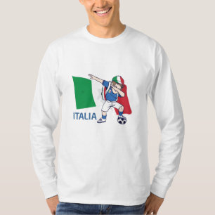 Italien Fotboll Fan Kid dabbing skolpojke T Shirt