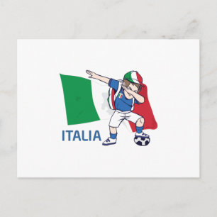 Italien Fotboll Fan Kid dabbing skolpojke Vykort