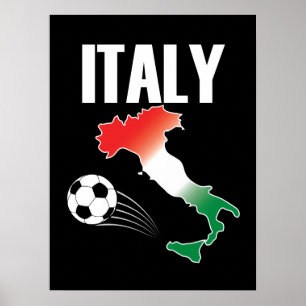 Italien Fotboll Fläkt Karta Boot Soccer Ball Poster