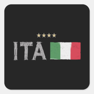 Italien Fotboll Fläkt Shirt Flagga Fyrkantigt Klistermärke