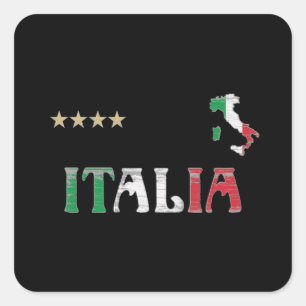 Italien Fotboll Fläkt Shirt Flagga Fyrkantigt Klistermärke