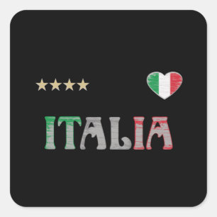 Italien Fotboll Fläkt Shirt Flagga Fyrkantigt Klistermärke