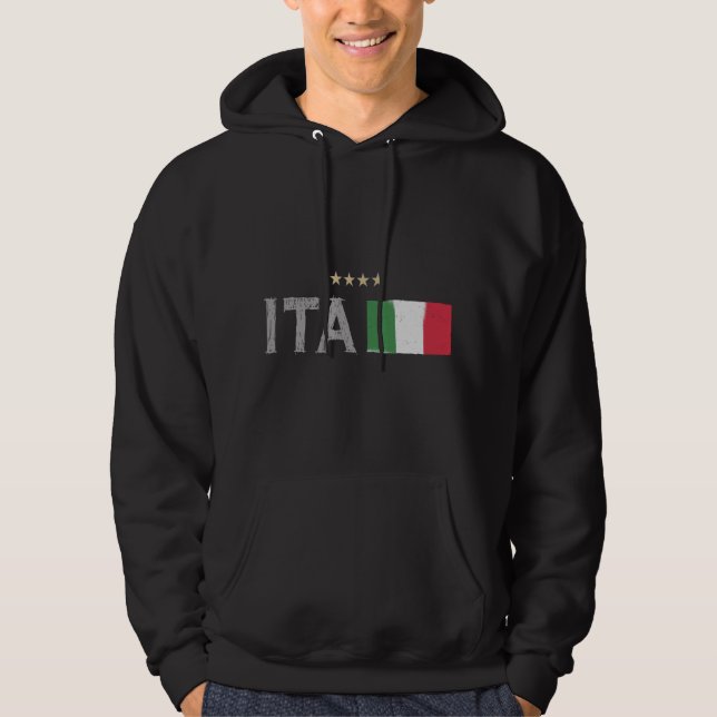 Italien Fotboll Fläkt Shirt Flagga Hoodie (Framsida)