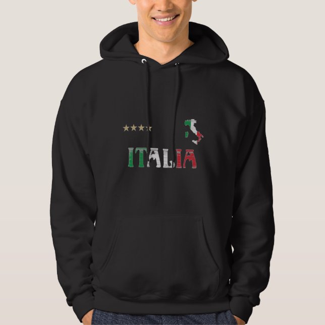 Italien Fotboll Fläkt Shirt Flagga Hoodie (Framsida)