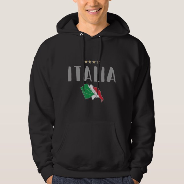 Italien Fotboll Fläkt Shirt Flagga Hoodie (Framsida)