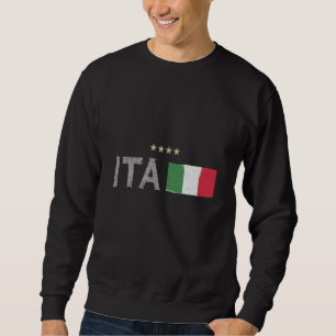 Italien Fotboll Fläkt Shirt Flagga Lång Ärmad Tröja