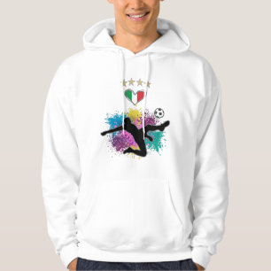 Italien Fotboll Fläkt Shirt Flagga Stänk Hoodie