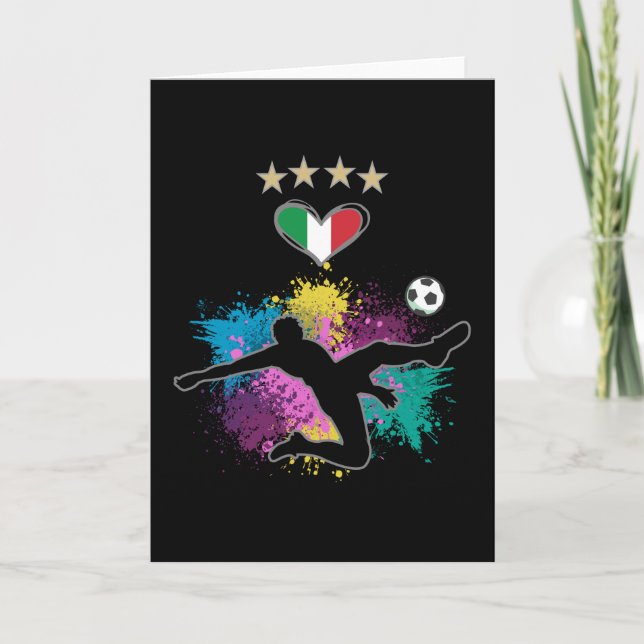 Italien Fotboll Fläkt Shirt Flagga Stänk Kort (Framsida)