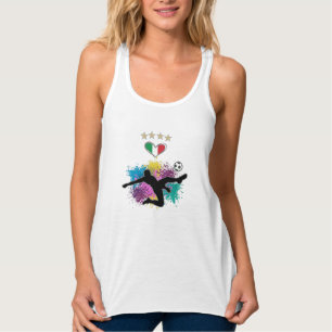 Italien Fotboll Fläkt Shirt Flagga Stänk Linne Med Racerback