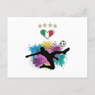 Italien Fotboll Fläkt Shirt Flagga Stänk Vykort