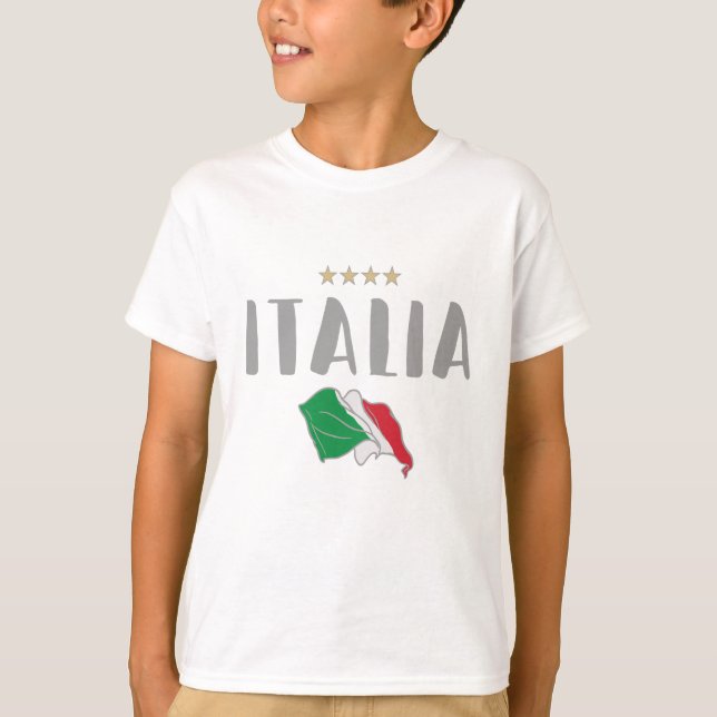 Italien Fotboll Fläkt Shirt Flagga T Shirt (Framsida)
