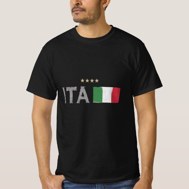 Italien Fotboll Fläkt Shirt Flagga T Shirt (Framsida)