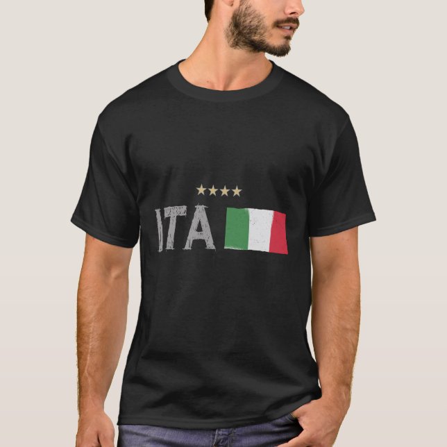 Italien Fotboll Fläkt Shirt Flagga T Shirt (Framsida)