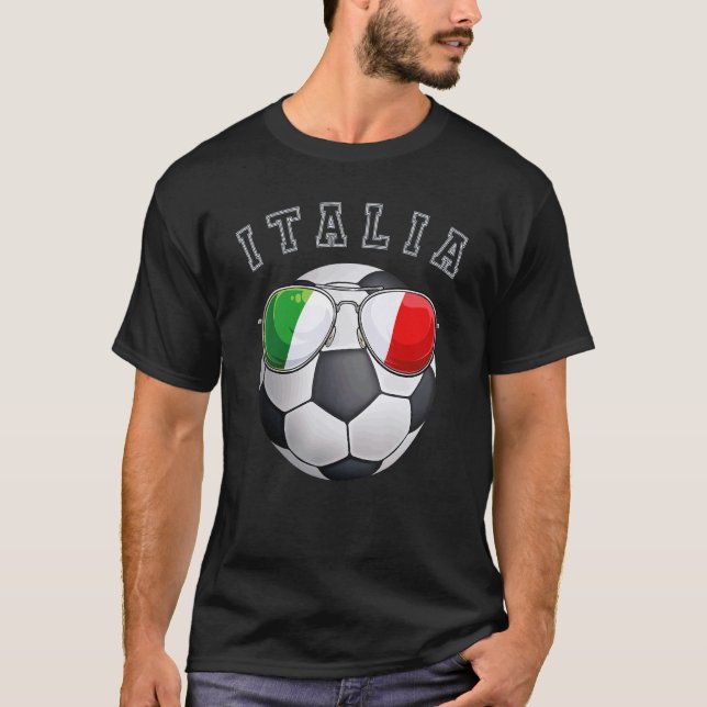 Italien Fotboll i Fläkt Sunglass italienska T Shirt (Framsida)