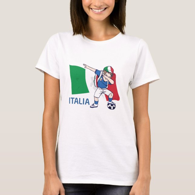Italien fotbollsfan Kid dabbar skolpojke T Shirt (Framsida)