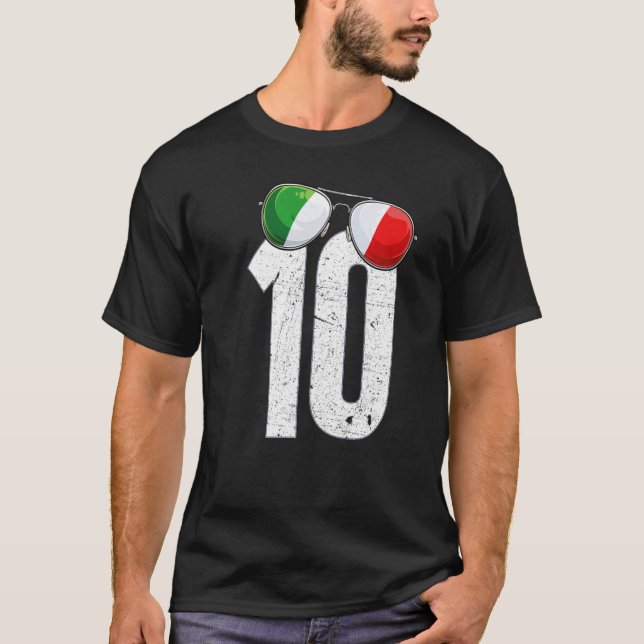 Italien Fotbollsspelare nummer 10, italienskt Flag T Shirt (Framsida)
