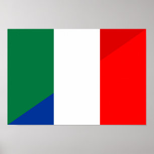italien frankrike flagga land, halvsymbol poster