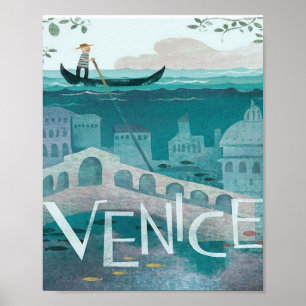 italien Gondola retorpost för resesemester Poster