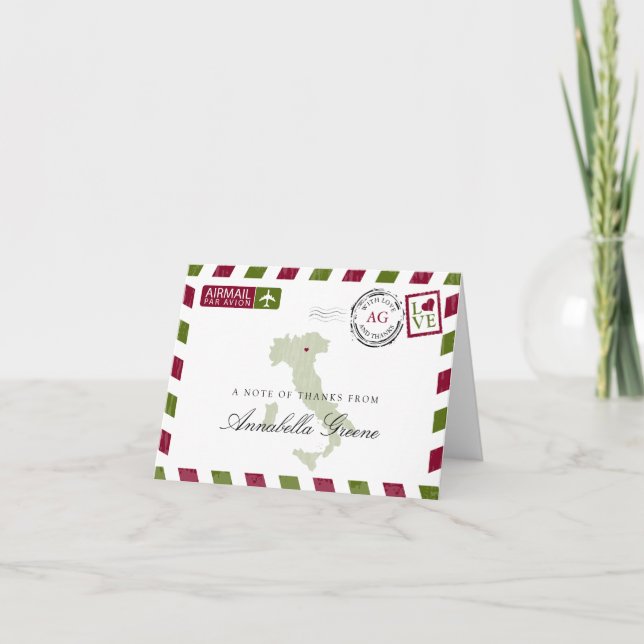 Italien Grönt och Red Airmail Tack (Framsida)