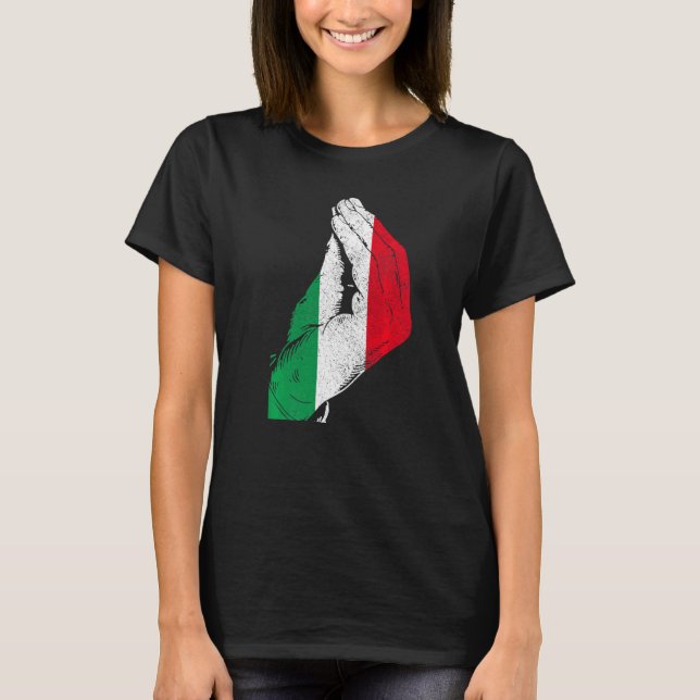 Italien Hand Gesture Italia Italia Flagga Pride T Shirt (Framsida)