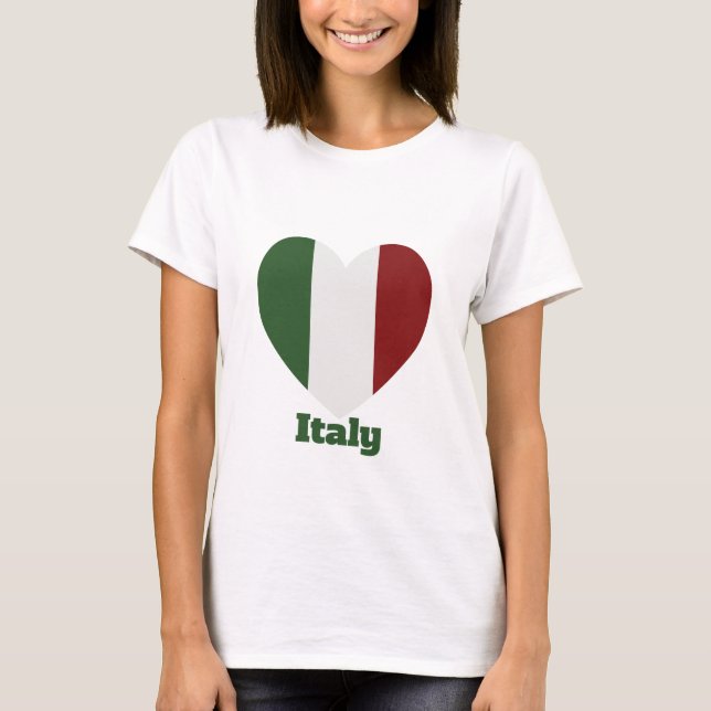 Italien Heart Flagga T Shirt (Framsida)