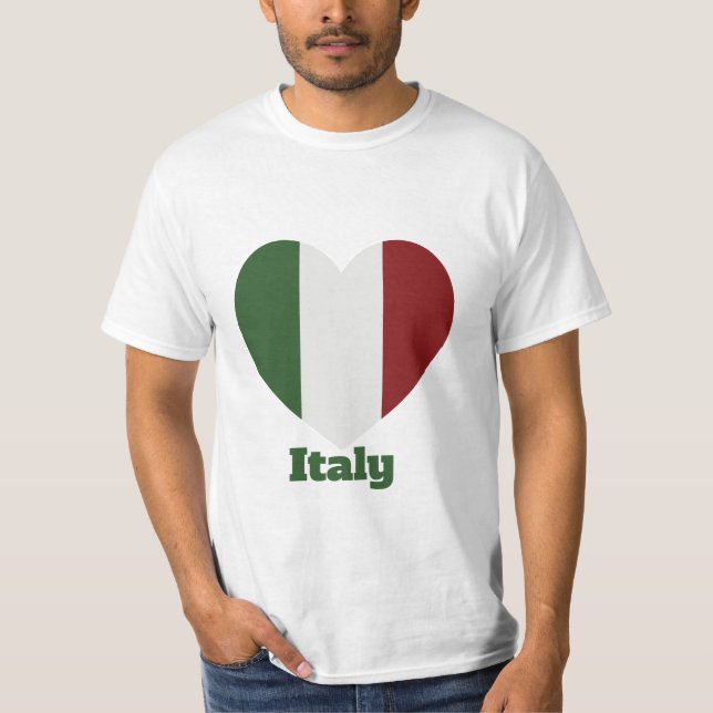 Italien Heart Flagga T-Shirt (Framsida)