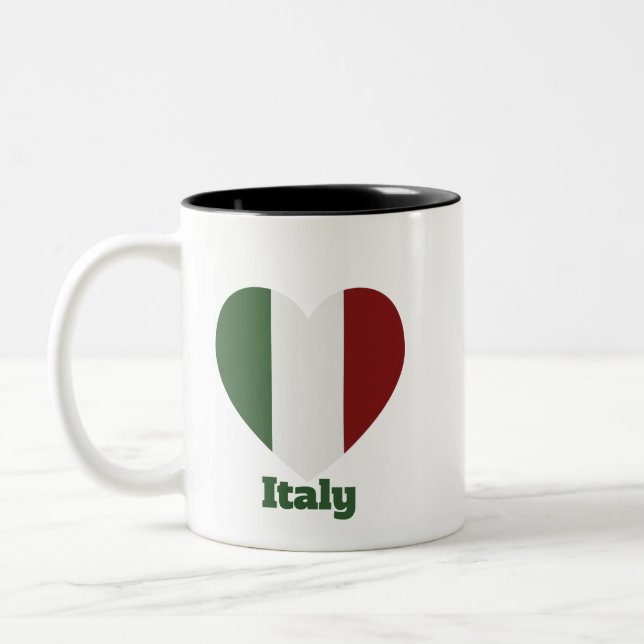 Italien Heart Flagga Två-Tonad Mugg (Vänster)
