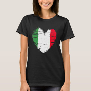 Italien Heart Italienska Flagga Italienska Pridet T Shirt