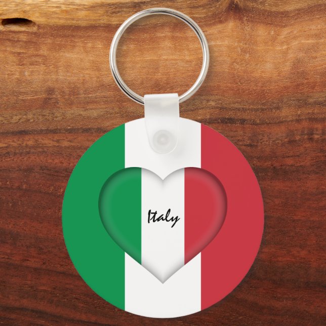 Italien & Heart, Italienska mode / sport Nyckelring (Framsida)