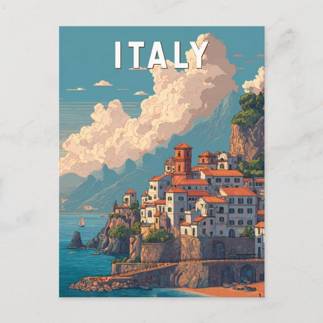 Italien Illustration Resa Konst Vintage Vykort (Framsida)
