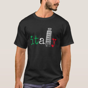 Italien Italia Italia Flagga Pride Linnande Torn i T Shirt