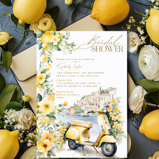 Italien Italien Positano Amalfi Vespa Bröllopsfest Inbjudningar