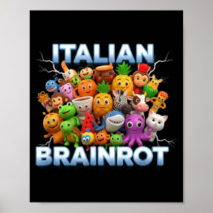 Italien Italiensk Hjärnrot Roligt Meme Karaktärer Poster
