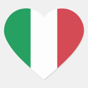 Italien/italiensk hjärtFlagga Hjärtformat Klistermärke
