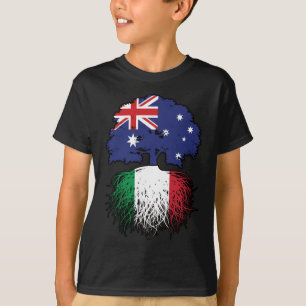 Italien Italienska Australien Träd Roots Flagga T Shirt