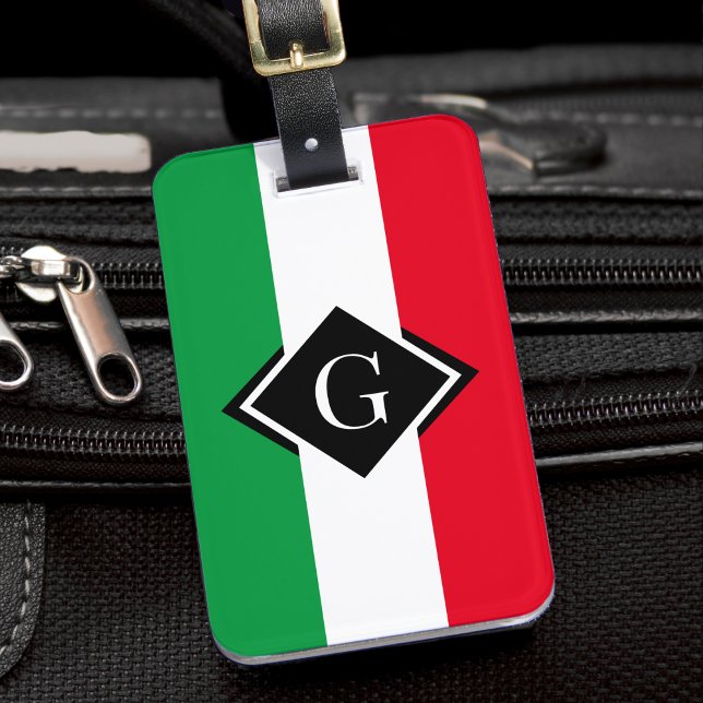 Italien Italienska Flagga Red White Grönt Italia I Bagagebricka (italy italian flag monogram luggage tag)