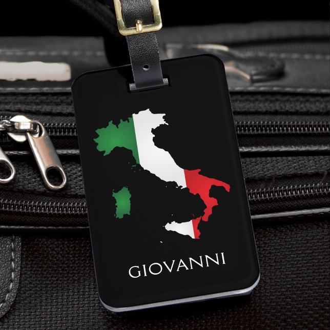 Italien Italienska Flagga Red White Grönt Italia K Bagagebricka (italy map italian flag colors black luggage tag)