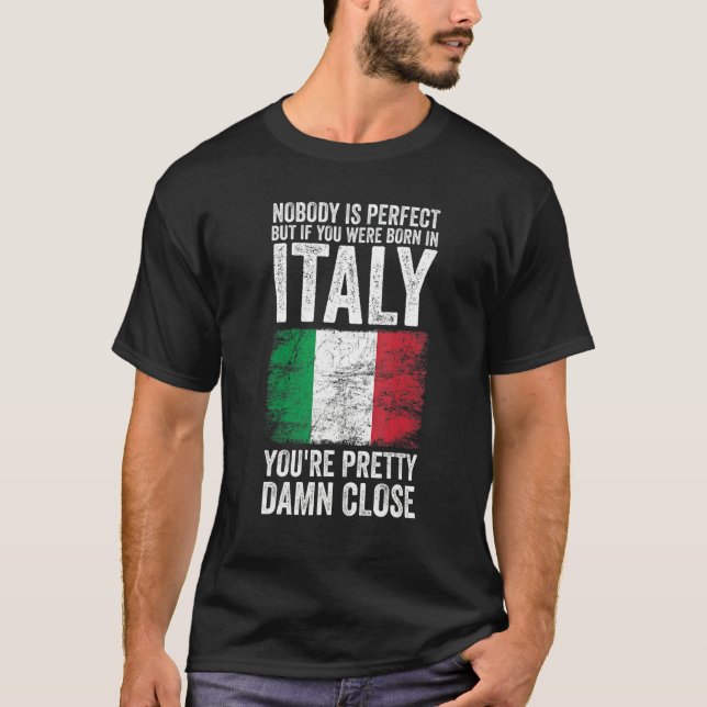 Italien Italienska Flagga T Shirt (Framsida)