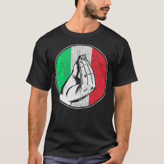 Italien Italienska Funny Hand Gesture Flagga Fläkt T Shirt