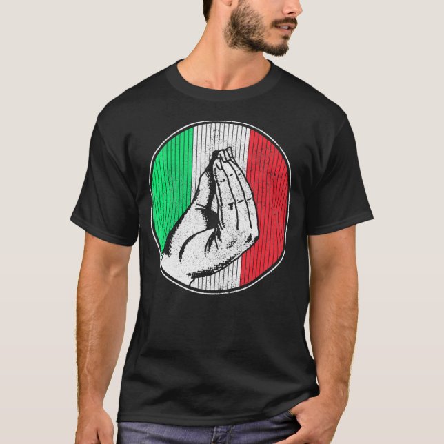 Italien Italienska Funny Hand Gesture Flagga Fläkt T Shirt (Framsida)