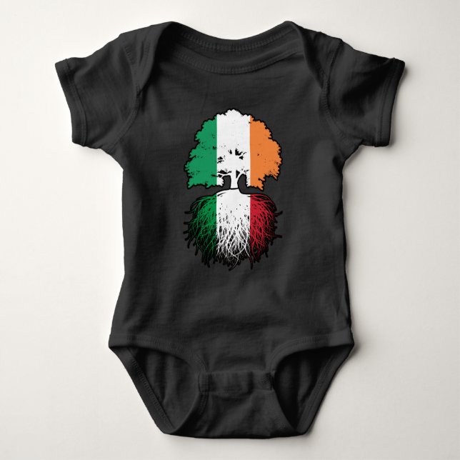 Italien Italienska Irish Ireland Träd Roots Flagga T Shirt (Framsida)