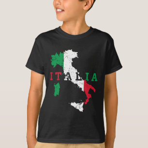 Italien Italienska Karta Flagga Pridet Gift Herita T Shirt