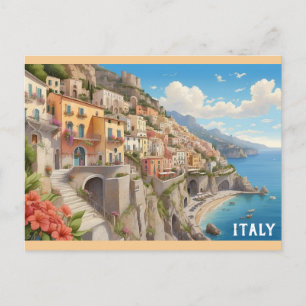 Italien Italienska Kusten Färgrik Resa Vykort