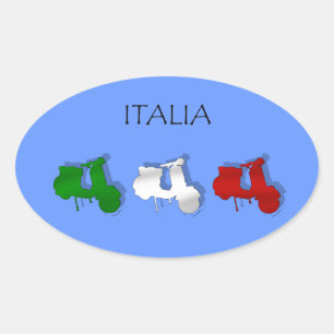 Italien Italienska Scooter Italia Logotyp flagga Ovalt Klistermärke