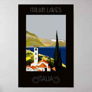 Italien italienska Sjö Retro Vintage resor Poster